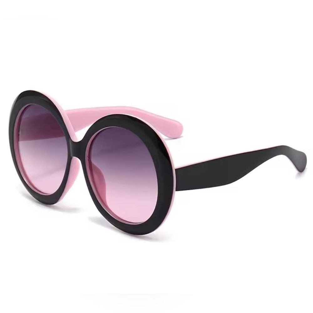 Oversized Round Retro Sunglasses • Chic Black & Pink Two-Tone Frames Barbiecore